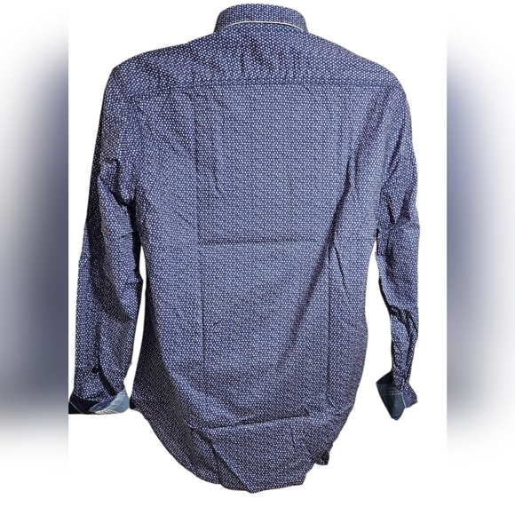 NEW Vintage Italia 1958 Cotton Long Sleeve Shirt Periwinkle Blue Pink Dot - Picture 2 of 14